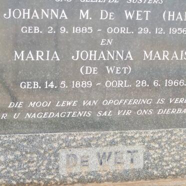 WET Johanna M., de 1885-1956 :: MARAIS Maria Johanna nee DE WET 1889-1966