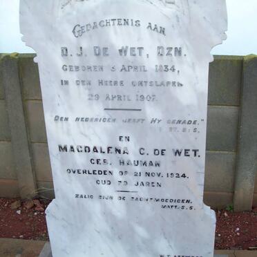 WET D.J., de 1834-1907 &amp; Magdalena C. HAUMAN -1924