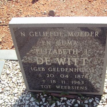 WITT Elizabeth J. nee GELDENHUYS 1876-1963