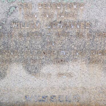 WESSELS Willem Johannes 1855-1925 &amp; Johanna Elizabeth NIGRINI 1871-1947