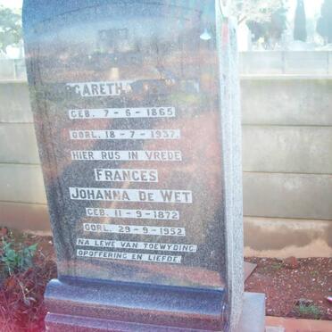 WET Margaretha, de 1865-1937 :: DE WET Frances Johanna 1872-1952