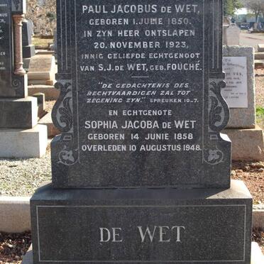 WET Paul Jacobus, de 1850-1923 &amp; Sophia Jacoba FOUCHE 1858-1948
