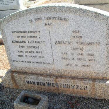 WESTHUYZEN Abraham Gerhardus, van der 1885-1943 &amp; Adriaana Elizabeth GOOSEN 1886-1948