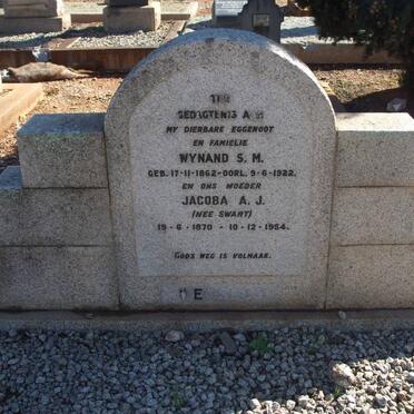 WESSELS Wynand S.M 1862-1922 &amp; Jacoba A.J. SWART 1870-1954