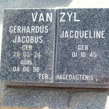 ZYL Gerhardus Jacobus, van 1934-1996 &amp; Jacqueline 1945-