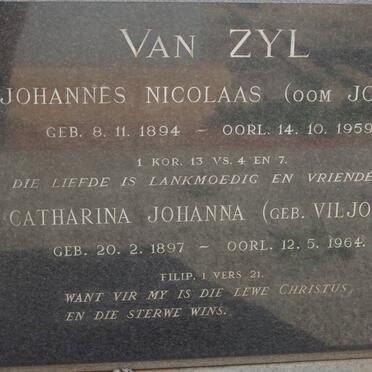 ZYL Johannes Nicolaas, van 1894-1959 &amp; Catharina Johanna VILJOEN 1897-1964