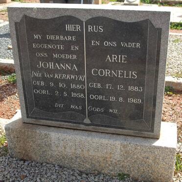 ? Arie Cornelis 1883-1969 &amp; Johanna VAN KERKWYK 1880-1958