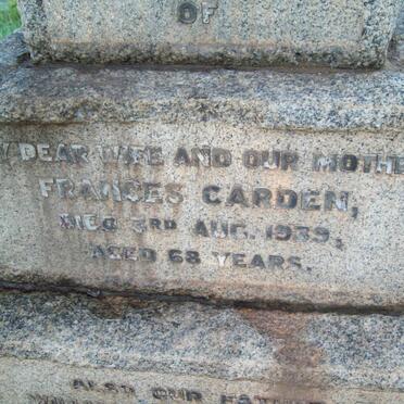 GARDEN William Alfred 1872-1951 &amp; Frances -1939