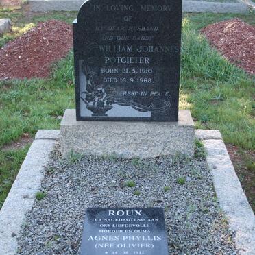 POTGIETER William Johannes 1910-1968 :: ROUX Agnes Phyllis nee OLIVIER 1912-2003