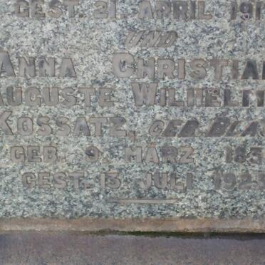 KOSSATZ Johann Friedrich 1830-1917 &amp; Anna Christiane Auguste Wilhelmine BLASKE 1834-1923