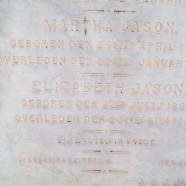 JASON Martha 1860-1890 :: JASON Elizabeth 1862-1882