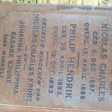 KRONE Nicolas Charles 1887-1888 :: KRONE Philip Hendrik 1893-1893