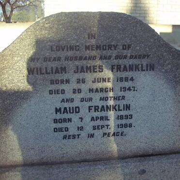 FRANKLIN William James 1884-1947 &amp; Maud 1893-1988