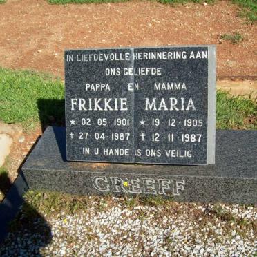 GREEFF Frikkie 1901-1987 &amp; Maria 1905-1987