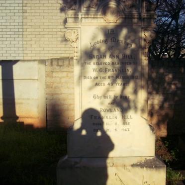 HILL Rowland Franklin 1895-1967 &amp; Sara Ann FRANKLIN -1912