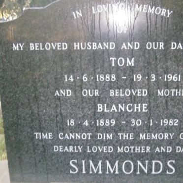 SIMMONDS Tom 1888-1961 &amp; Blanche 1889-1982