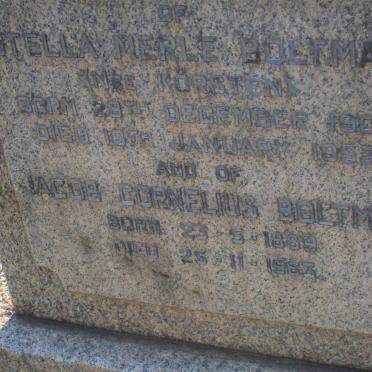 BOLTMAN Jacob Cornelius 1889-1963 &amp; Stella Merle KORSTEN 1901-1953