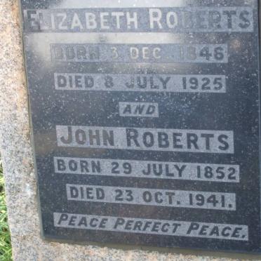 ROBERTS John 1852-1941 &amp; Elizabeth 1846-1925