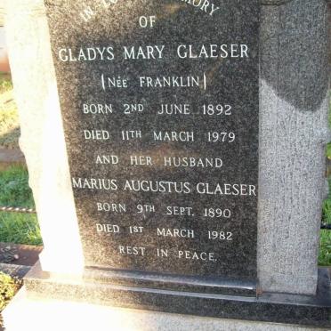 GLEASER Marius Augustus 1890-1982 &amp; Gladys Mary FRANKLIN 1892-1979