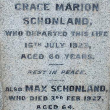 SCHONLAND Max 1927 &amp; Grace Marion -1923