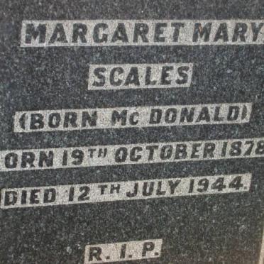 SCALES Peter -1927 :: SCALES William Walter -1941 :: SCALES Margaret Mary nee McDONALD 1878-1944