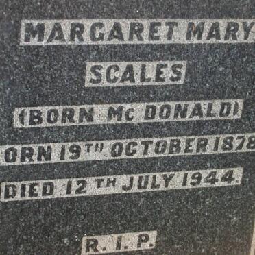 SCALES Peter -1927 :: SCALES William Walter -1941 :: SCALES Margaret Mary nee McDONALD 1878-1944