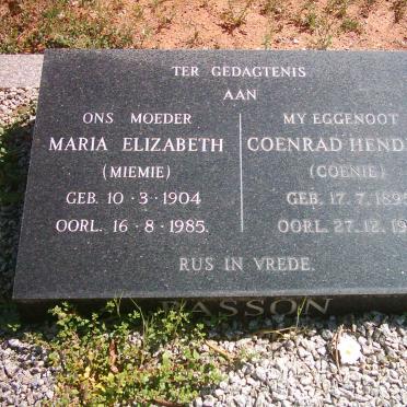 BASSON Coenrad Hendrik 1895-1973 &amp; Maria Elizabeth 1904-1985