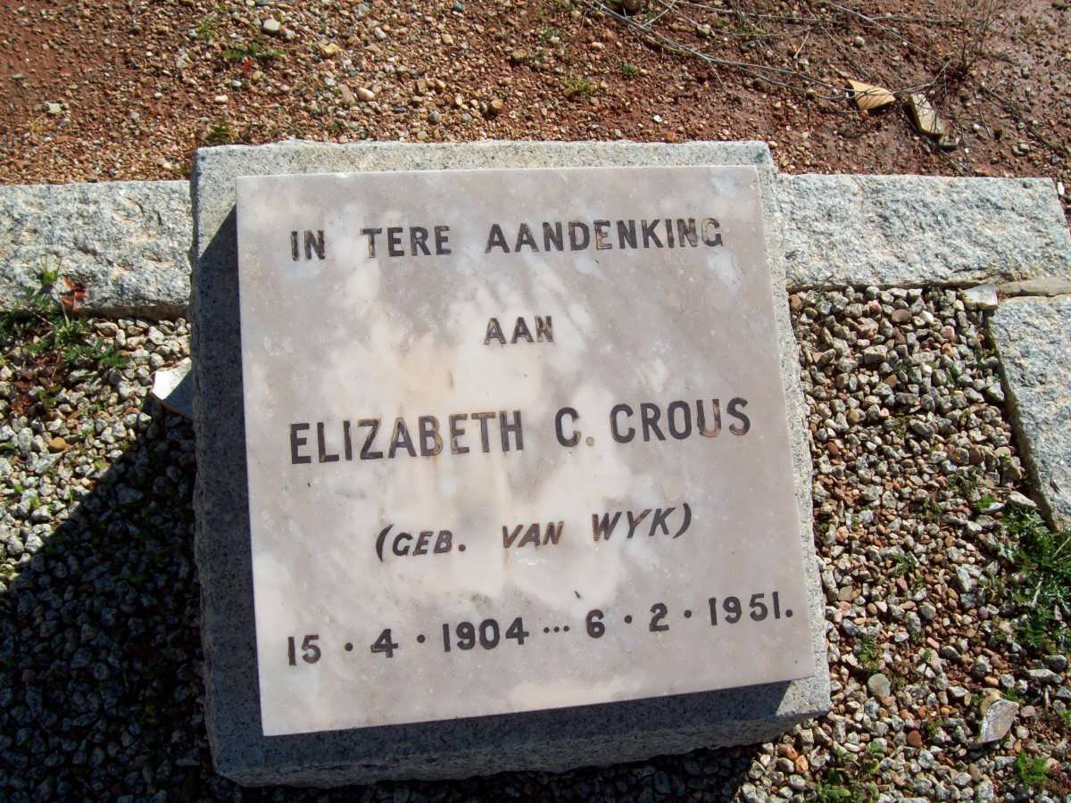 CROUS Elizabeth C. nee VAN WYK 1904-1951