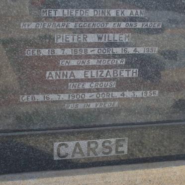 CARSE Pieter Willem 1898-1951 &amp; Anna Elizabeth CROUS 1900-1956