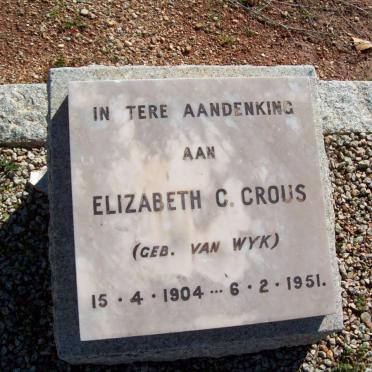 CROUS Elizabeth C. nee VAN WYK 1904-1951