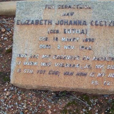 COETZER Elizabeth Johanna nee BOTHA 1880-1942