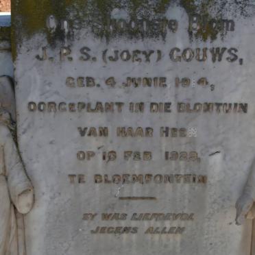 GOUWS J.P.S. 1914-1929