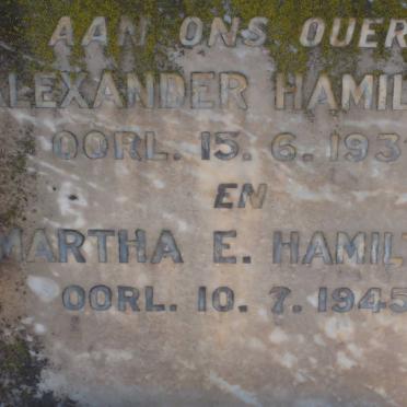 HAMILTON Alexander -1937 &amp; Martha E. -1945