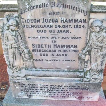 HAMMAN Gideon Jozua -1924 &amp; Sibeth -1918