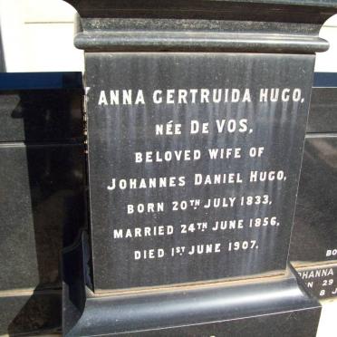 HUGO Anna Gertruida nee DE VOS 1833-1907