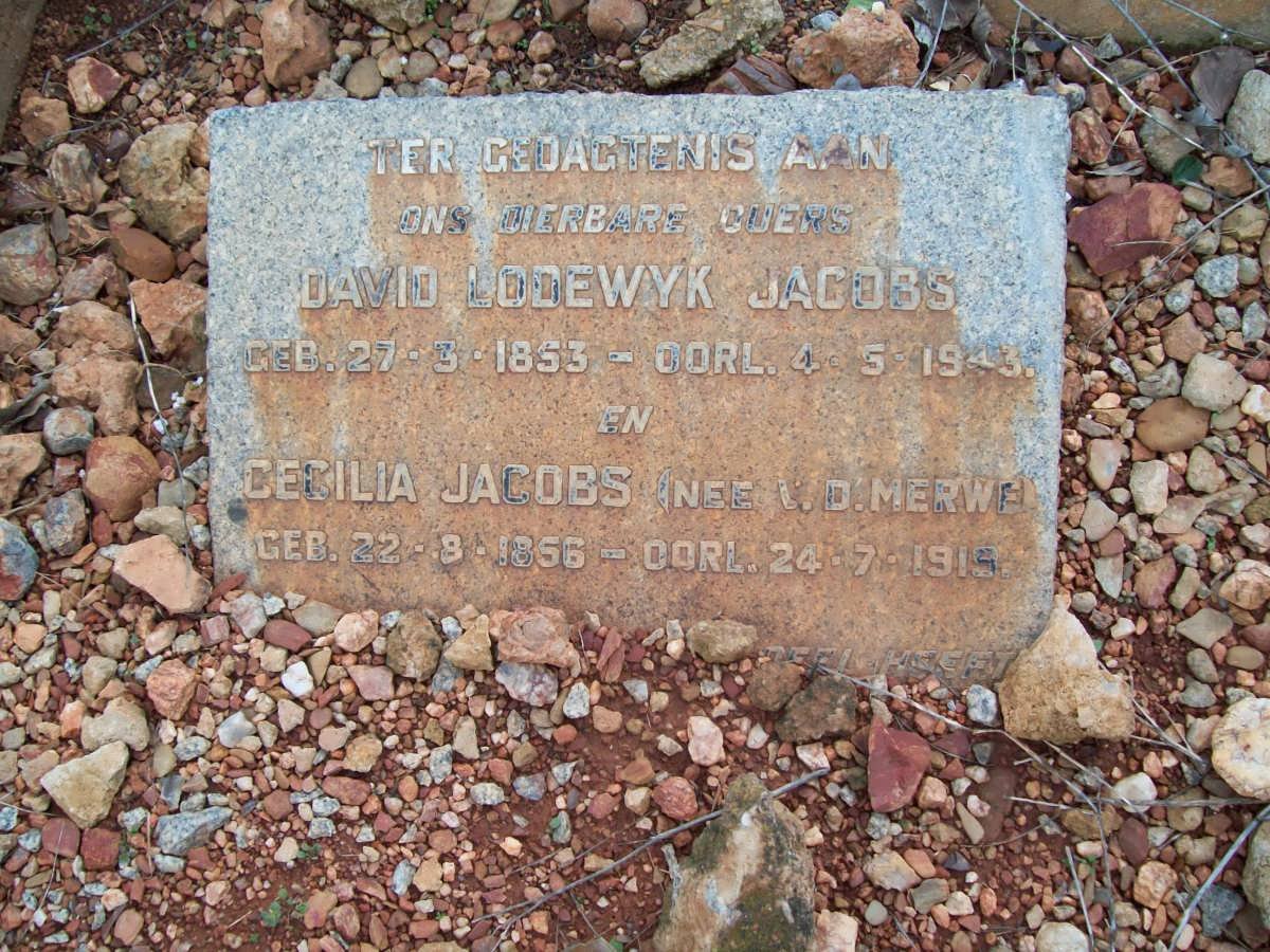 JACOBS David Lodewyk 1853-1943 &amp; Cecilia V.D. MERWE 1856-1919