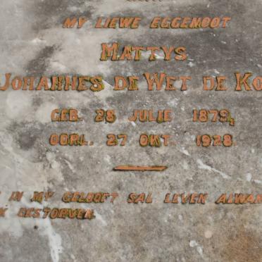 KOCK Mattys Johannes, de 1879-1928