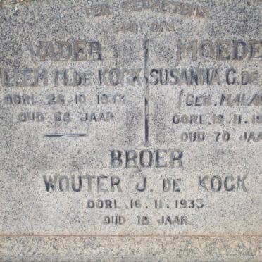 KOCK Willem M., de -1933 &amp; Susanna G. MALAN -1944 :: DE KOCK -1933