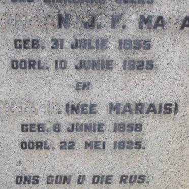 MARAIS ?nstiaan J.F. 1855-1925 &amp; Anna MARAIS 1858-1925