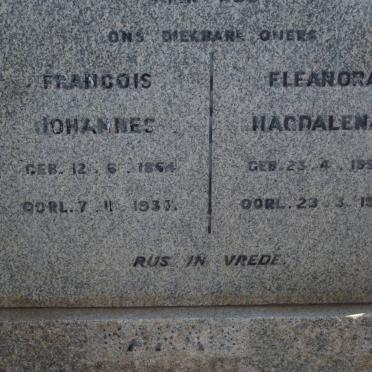 MARAIS Francois Johannes 1854-1937 &amp; Eleanor Magdalena 189?-1964