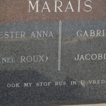 MARAIS Gabriel Jacobus &amp; Hester Anna ROUX