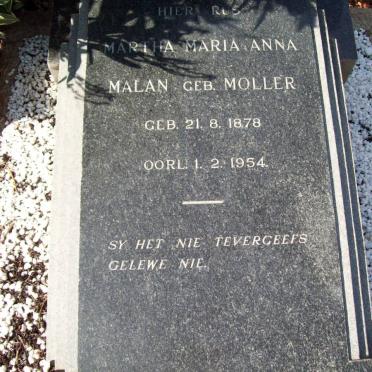 MALAN Martha Maria Anna nee MOLLER 1878-1954