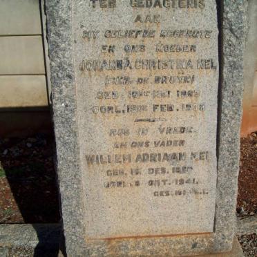 NEL Willem Adriaan 18??-1941 &amp; Johanna Christina DE BRUYN 1863-1938