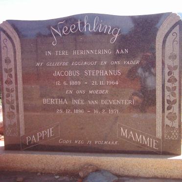 NEETHLING Jacobus Stephanus 1889-1964 &amp; Bertha VAN DEVENTER 1896-1971