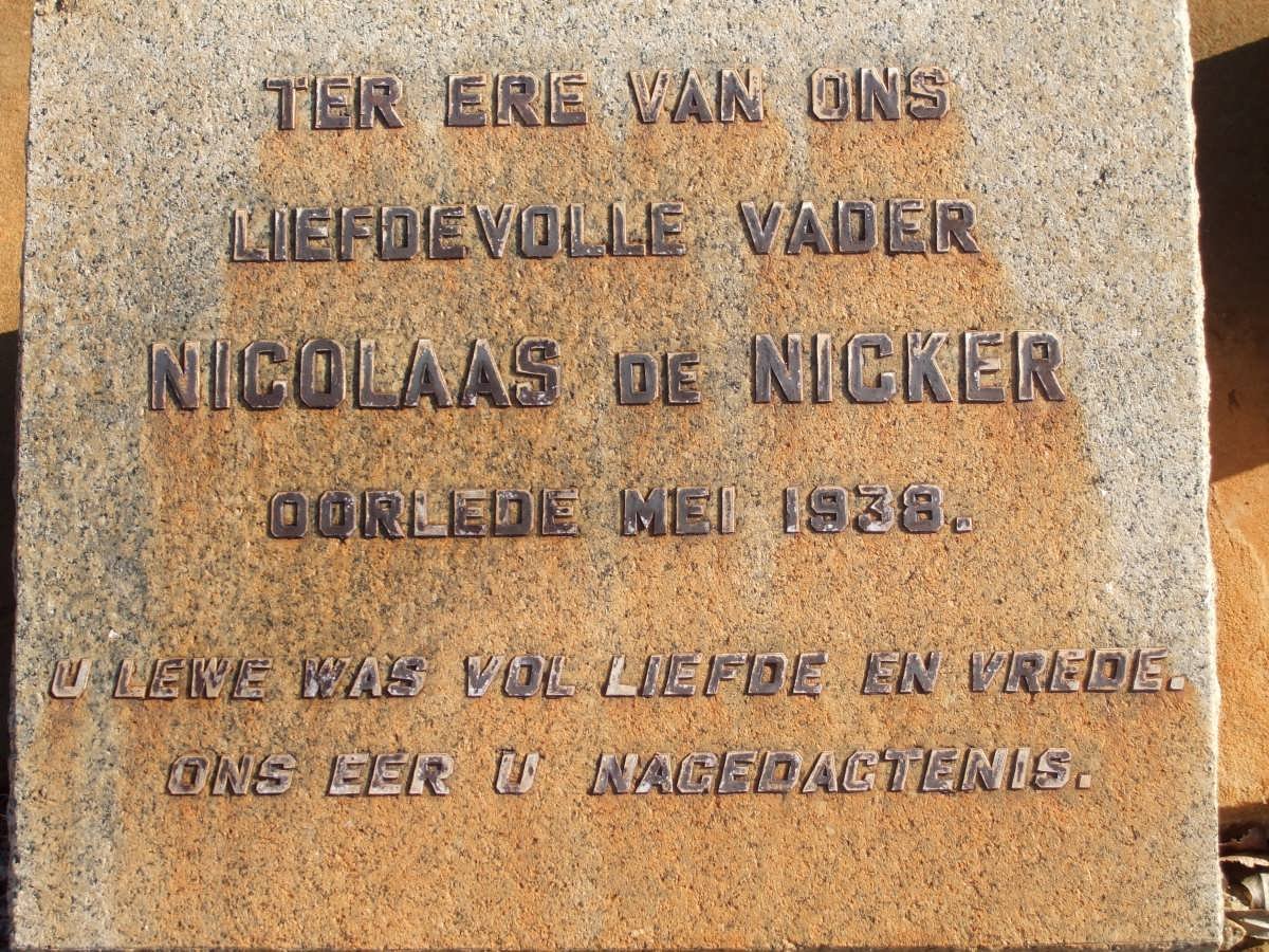 NICKER Nicolaas, de -1938