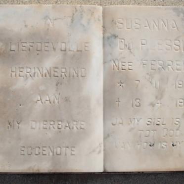 PLESSIS Susanna O., du nee FERREIRA 1900-1969