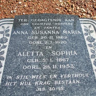 PIENAAR Anna Susanna Maria 1862-1920 :: PIENAAR Aletta Sophia 1867-1953