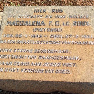 ROUX Magdalena F.G., le nee PIETERSE 1888-1941