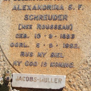 SCHREUDER Alexandrina S.F. nee ROUSSEAU 1893-1952