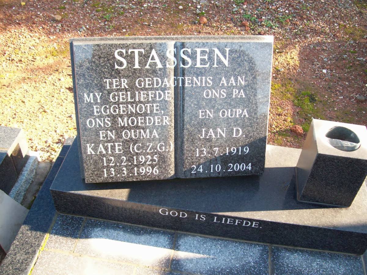 STASSEN Jan D. 1919-2004 &amp; C.Z.G. 1925-1996